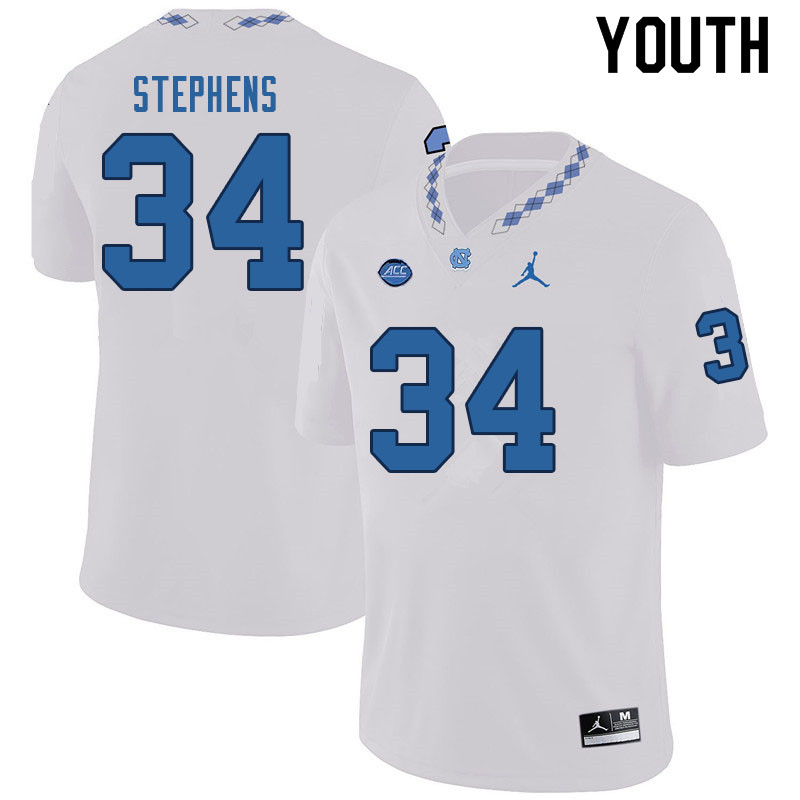 Youth #34 Gabe Stephens North Carolina Tar Heels College Football Jerseys Sale-White